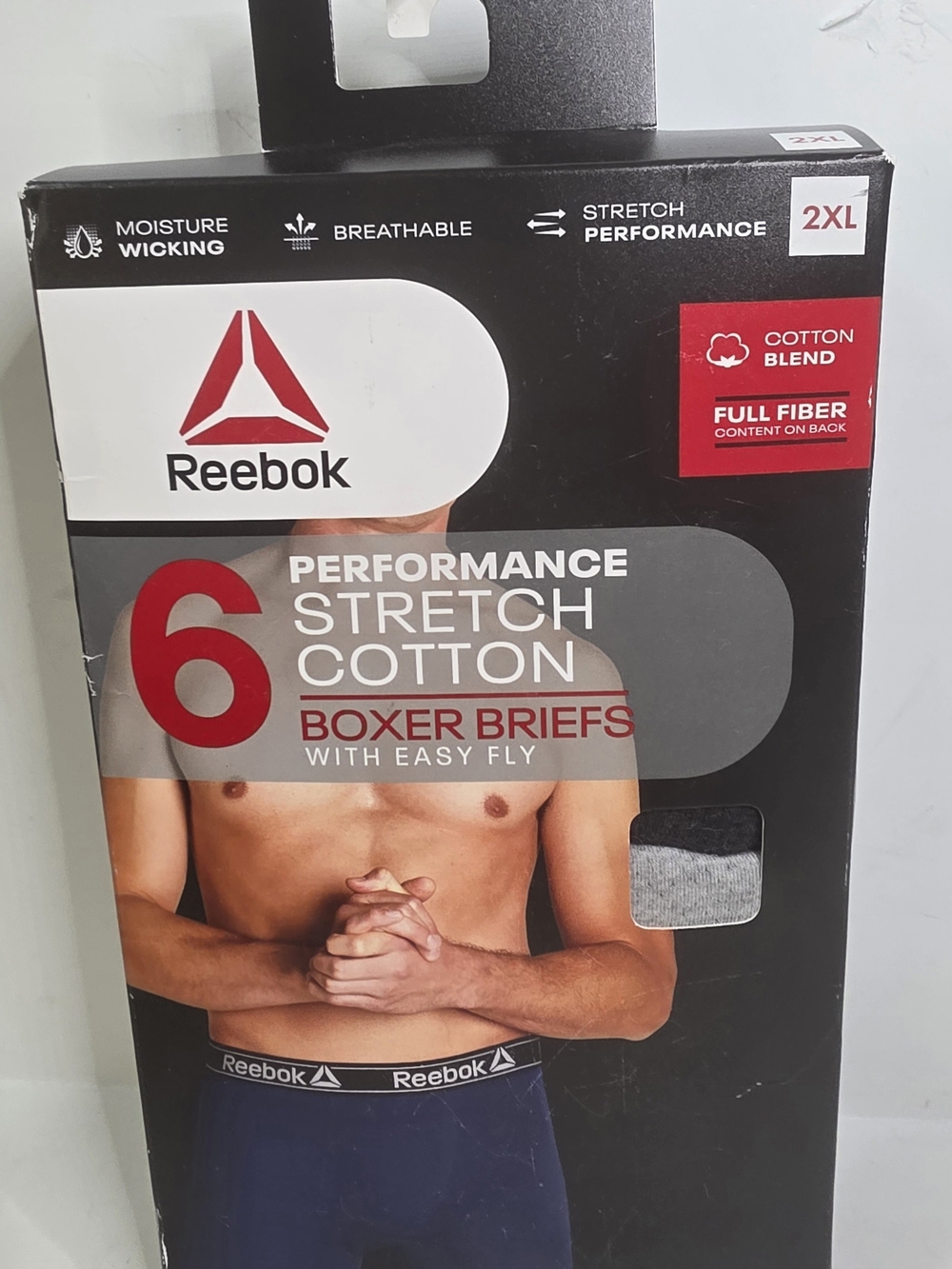 Reebok 6pk Performance Regular Fit Boxer Briefs Mens 2XL